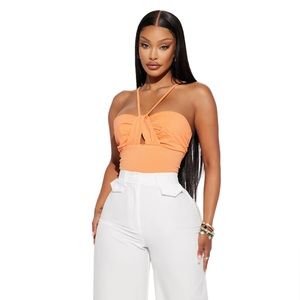 Orange halter bodysuit